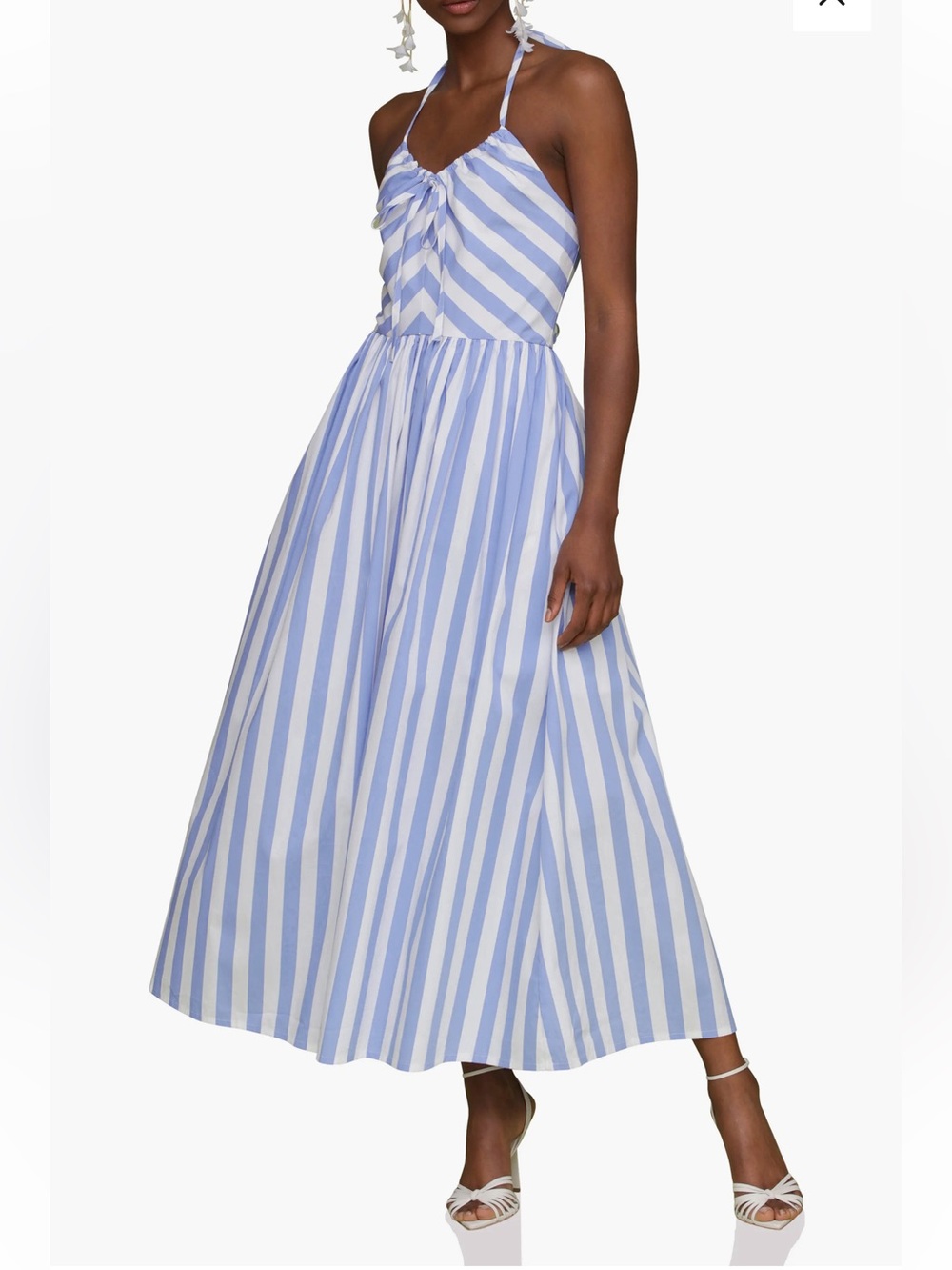 Avec Les Filles | Stripe Halter Neck Cotton Blend Midi Dress